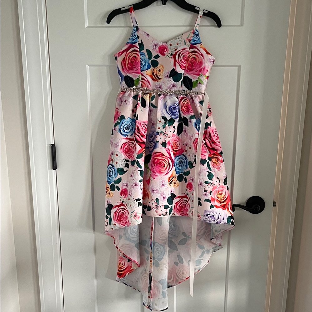 Rare Editions Pink and Blue Floral Kids Dress